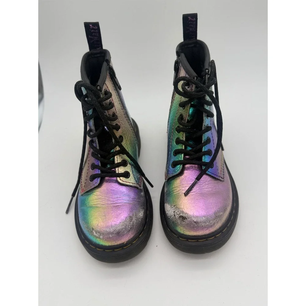 Dr. Martens 1460 J Kids Rainbow Iridescent Metallic‎ Combat Boots Size 12 US